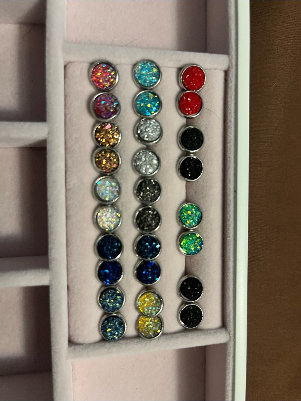 Multi-Color Druzy Round Stud Earrings Set - Women Jewelry